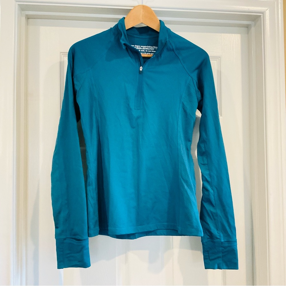 NWOT Runningskirts.com Women’s L Teal Half Zip Pullover Long Sleeve Running Vent